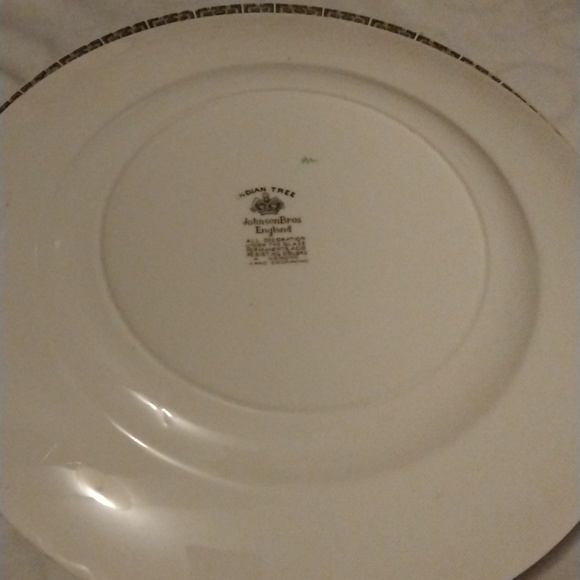 Johnson Brothers, Indian Tree Pattern, 10" Dinner Plate, Brown Greek Key 6pls - Picture 4 of 4